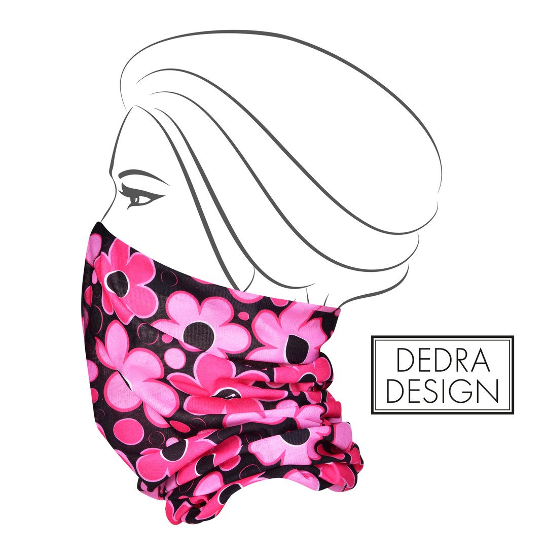 Multifunkční šátek růžové DAISY FLOWERS