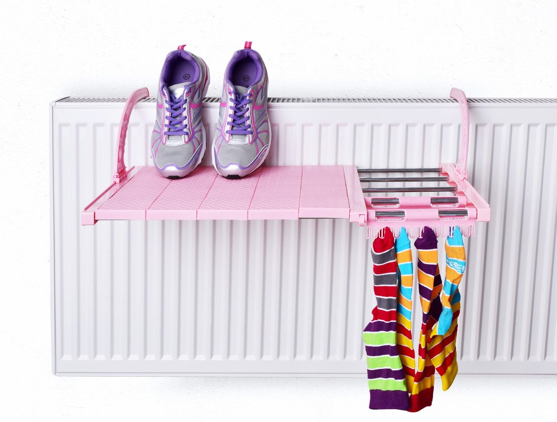 Nastavitelný sušák na radiátory, 45 až 79 cm růžový