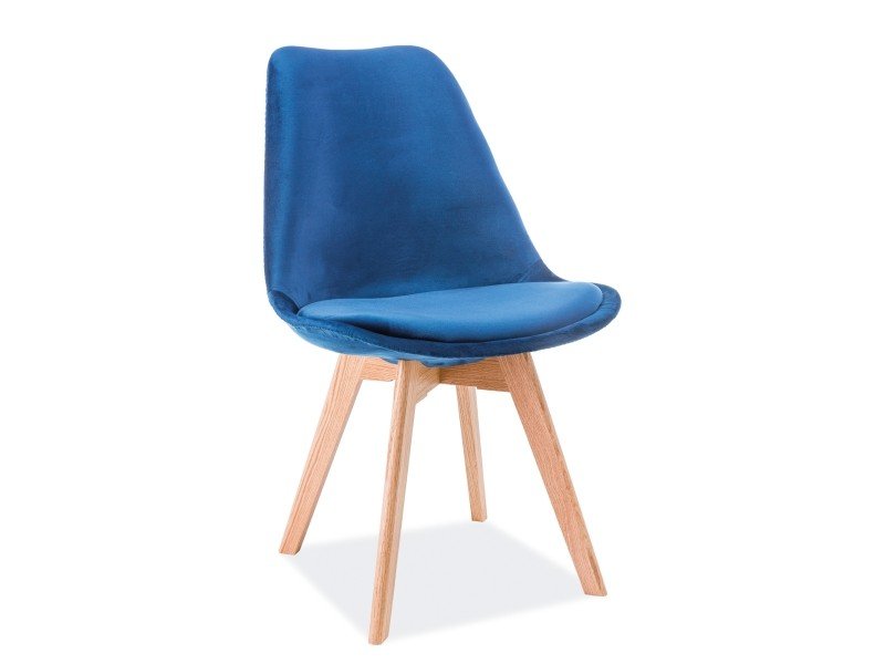 Tmavě modrá židle s dubovými nohami DIOR VELVET