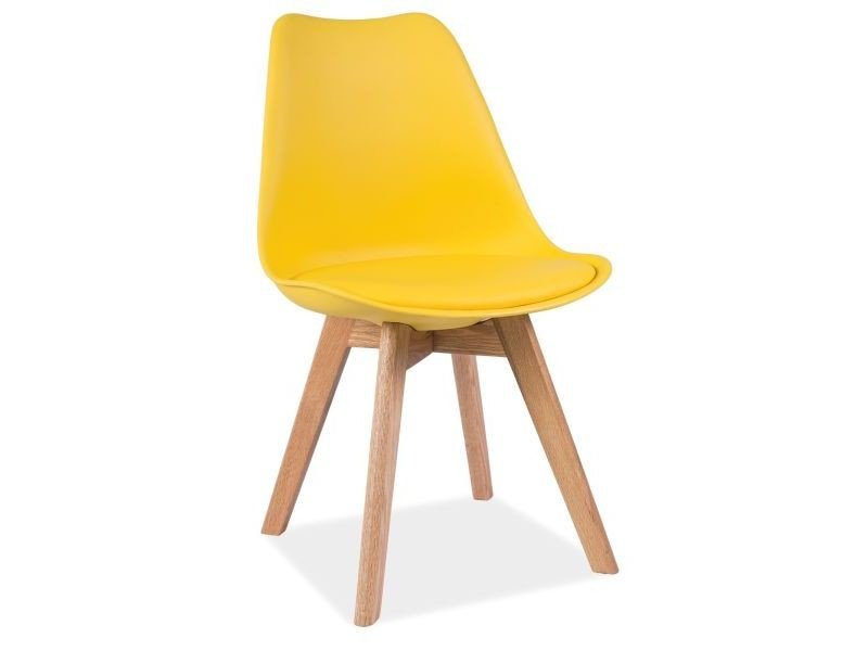 Žlutá židle s dubovými nohami KRIS