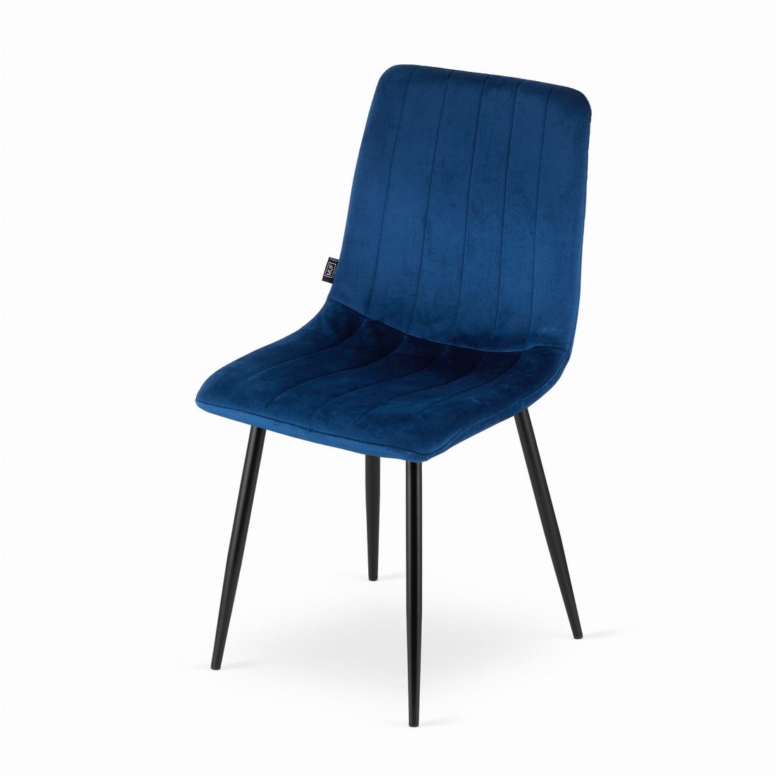 Modrá sametová židle LAVA s černými nohami