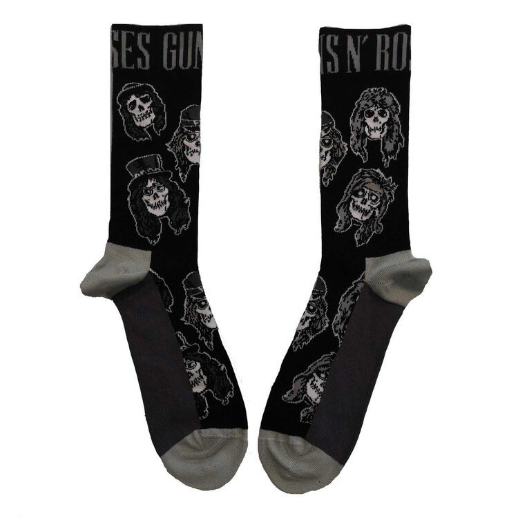 ROCKOFF Ponožky Guns N‘ Roses - Skulls Band Monochrome