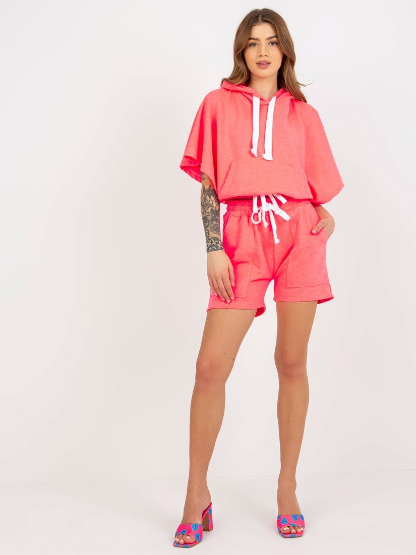 NEONOVĚ RŮŽOVÝ DÁMSKÝ KRÁTKÝ KOMPLET EM-KMPL-744.88P-FLUO PINK Velikost: ONE SIZE