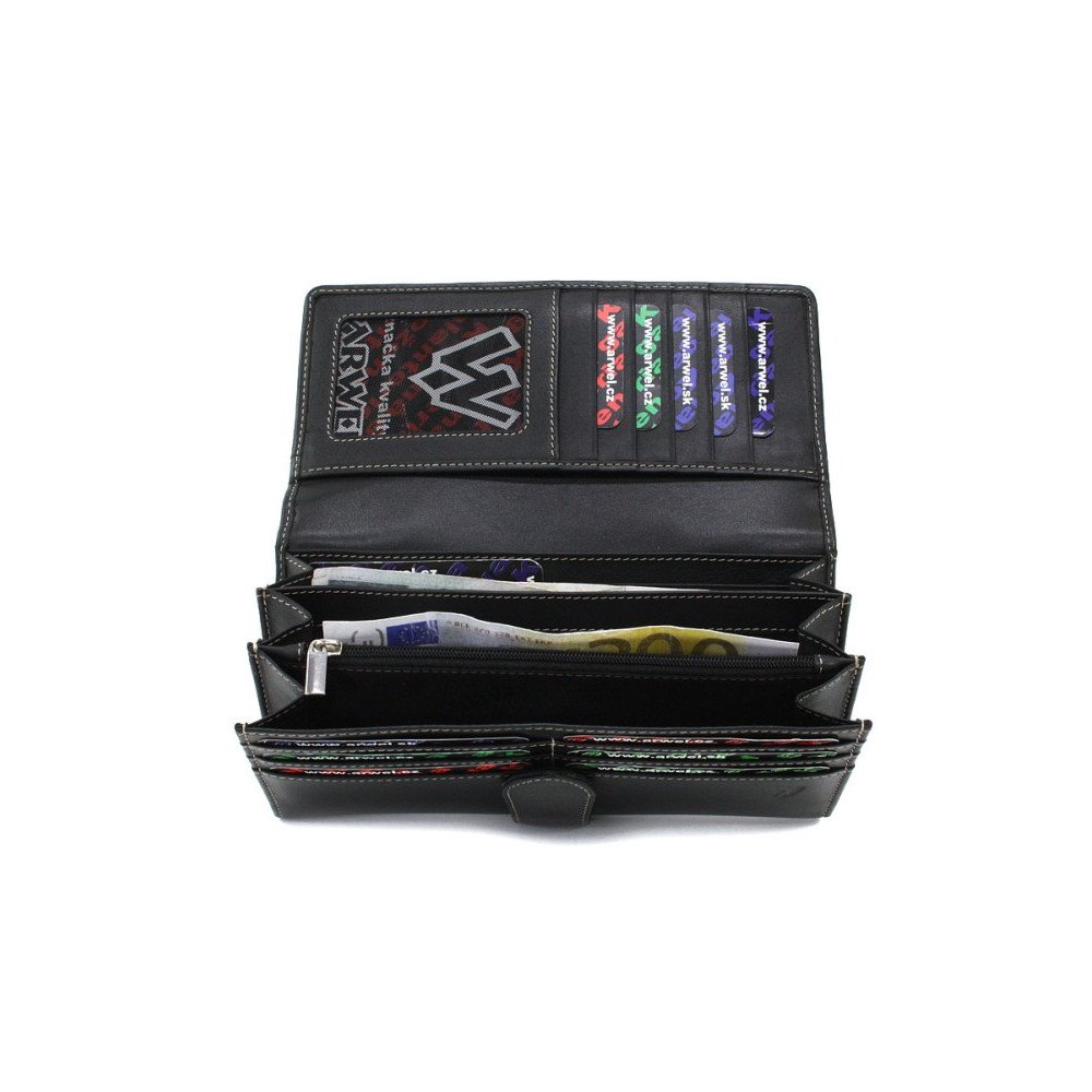 Dámská kožená psaníčková peněženka Arwel 8118 - černá-šedá