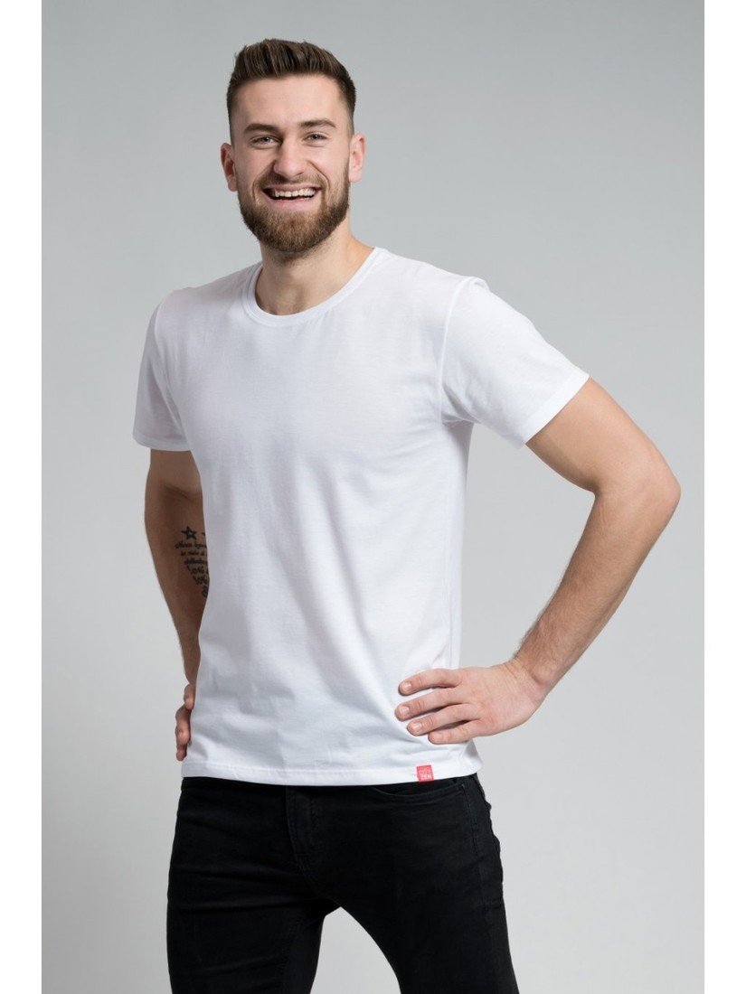 Pánské bavlněné triko cityzen s kulatým výstřihem bílá 3xl
