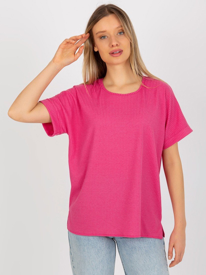 FUCHSIOVÉ ŽEBROVANÉ VOLNÉ TRIKO LK-BZ-509252.25X-FUCHSIA Velikost: ONE SIZE