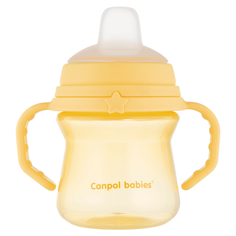 CANPOL BABIES Hrneček se silikonovým pítkem 6m+ žlutý 150 ml