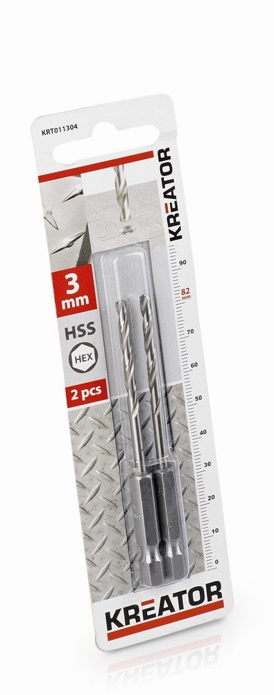 Kreator Krt011304 2 ks Hss Vrtáků do kovu Hex 3.0X82