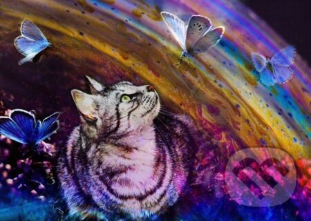 Cat and Butterflies - Grafika