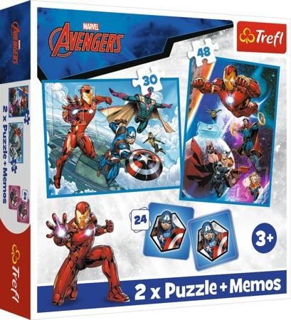 TREFL Sada 3v1 Avengers: Hrdinové v akci (2x puzzle + pexeso)