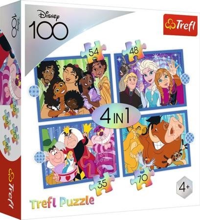 TREFL Puzzle Disney 100 let: Disneyho veselý svět 4v1 (35,48,54,70 dílků)