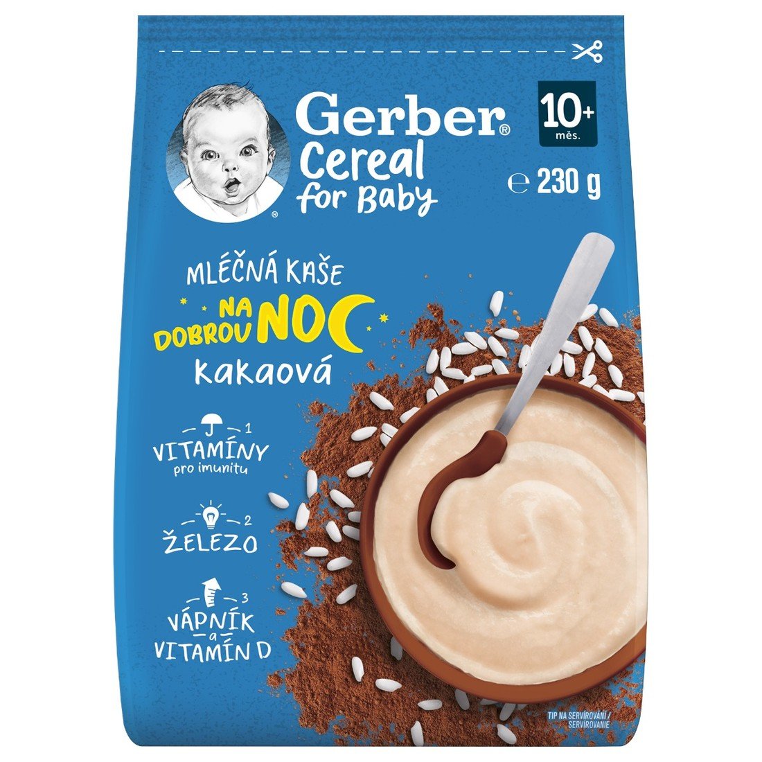 Gerber Cereal mléčná kaše kakaová Dobrou noc 230 g