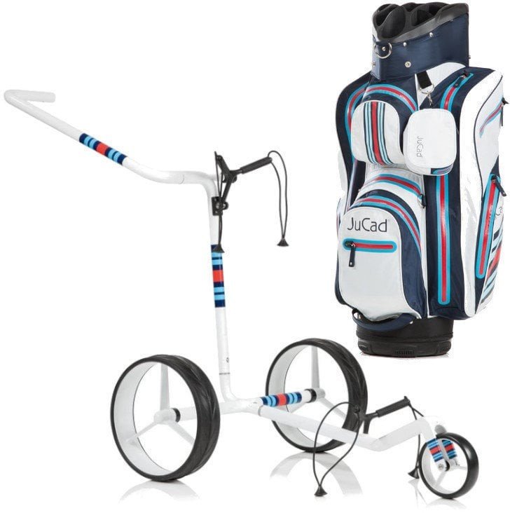 Jucad Carbon 3-Wheel Aquastop Bag SET White Manuální golfové vozíky
