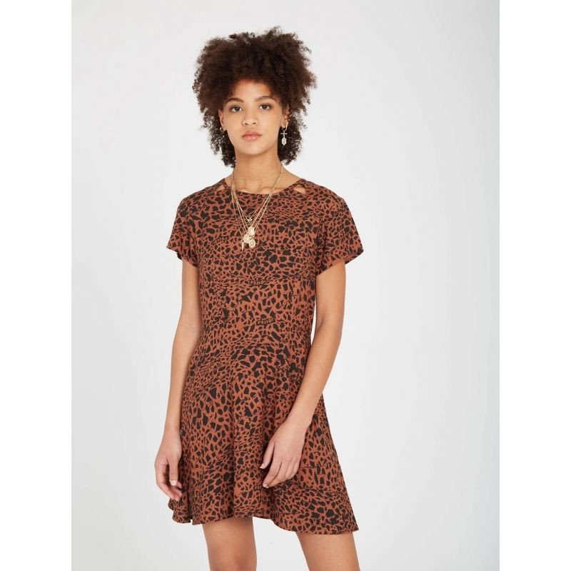 Šaty Volcom Dino Tea - Hnědá - Xs