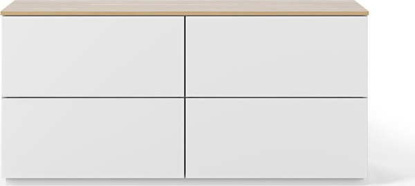 Bílá komoda s šuplíky a deskou v dubovém dekoru TemaHome Join, 120 x 54 cm