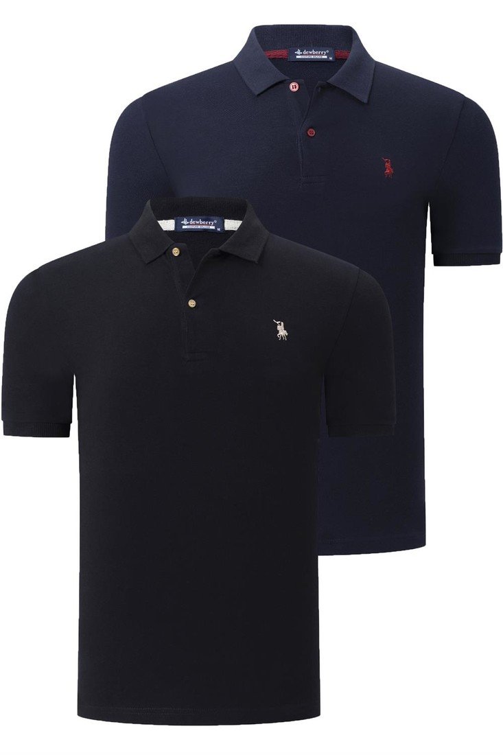 DUO SET T8561 DEWBERRY MEN'S TSHIRT-BLACK-NAVY BLUE