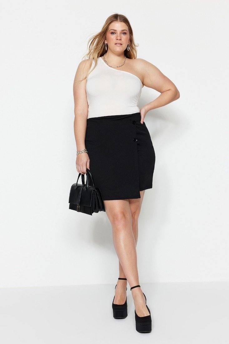 Trendyol Curve Plus Size Skirt - Black - Mini