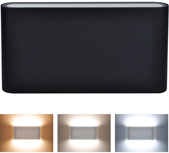 Solight LED venkovní nástěnné osvětlení Modena, 12W, 680lm, 120°, černá (WO800-B)