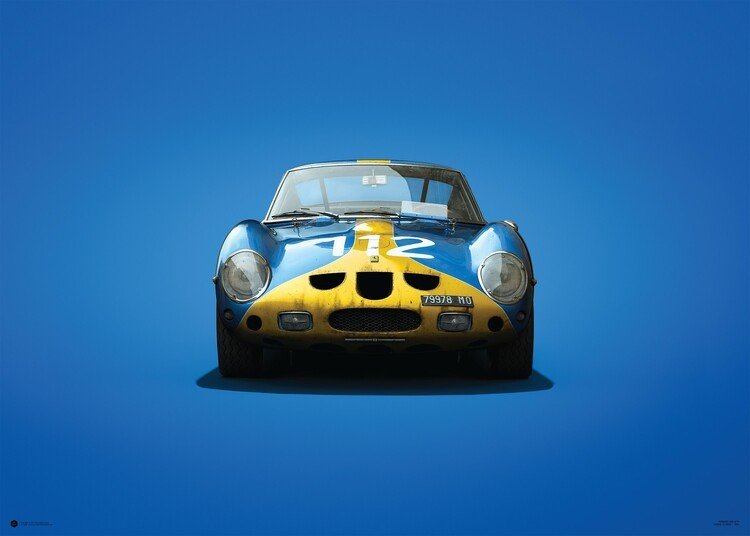 Automobilist Umělecký tisk Ferrari 250 GTO - Blue - Targa Florio - 1964, (70 x 50 cm)