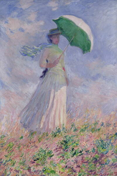 Monet, Claude Monet, Claude - Obrazová reprodukce Woman with a Parasol turned to the Right, 1886, (26.7 x 40 cm)