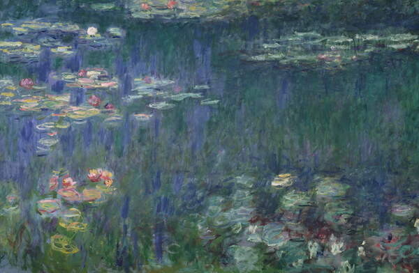 Monet, Claude Monet, Claude - Obrazová reprodukce Waterlilies: Green Reflections, 1914-18, (40 x 26.7 cm)