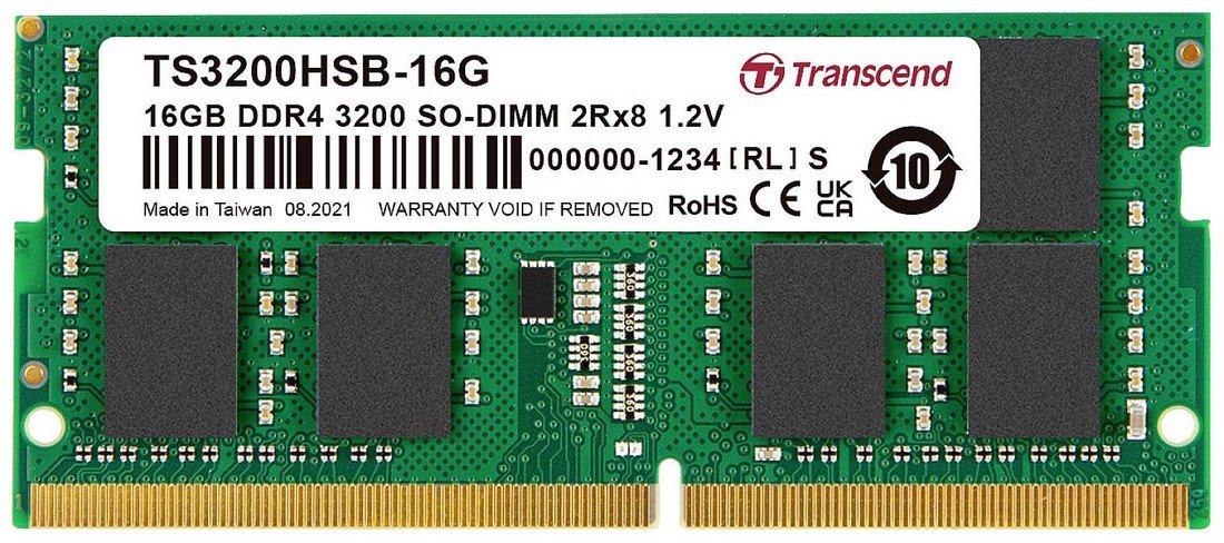 Transcend TS3200HSB-16G RAM modul pro notebooky DDR4 16 GB 1 x 16 GB Bez ECC 3200 MHz 260pin SO-DIMM CL22 TS3200HSB-16G