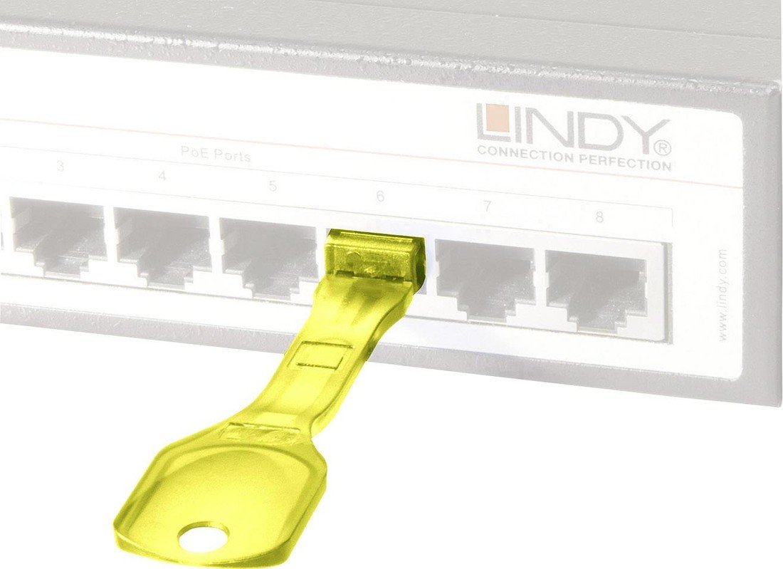 LINDY zámek portu RJ45 LAN  sada 10 ks žlutá  vč. 1 klíče 40482