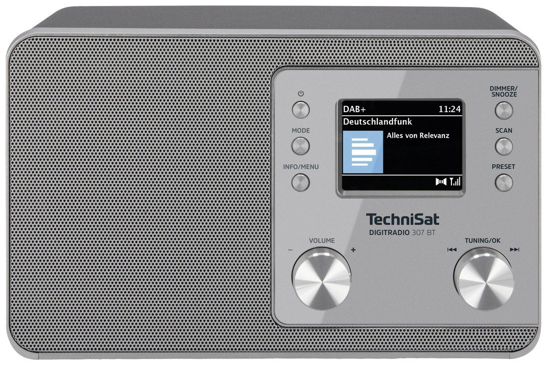 TechniSat DIGITRADIO 307 BT rádio do zásuvky DAB, DAB plus , FM AUX, Bluetooth, FM, DAB plus   funkce alarmu stříbrná