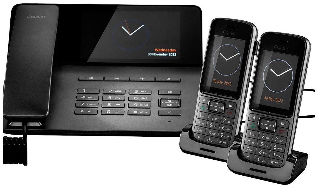 Gigaset Pro Fusion FX800W Bundle šňůrový telefon, VoIP bluetooth, Wi-Fi, DECT repeater, záznamník, PoE dotykový displej černá