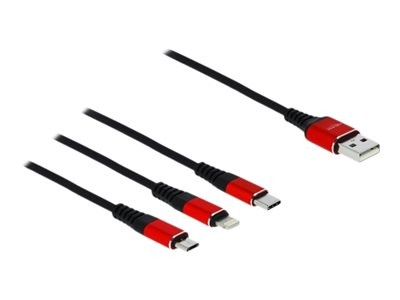 Delock Nabíjecí kabel USB 3 v 1 pro Lightning™ / Micro USB / USB Type-C™, 1 m