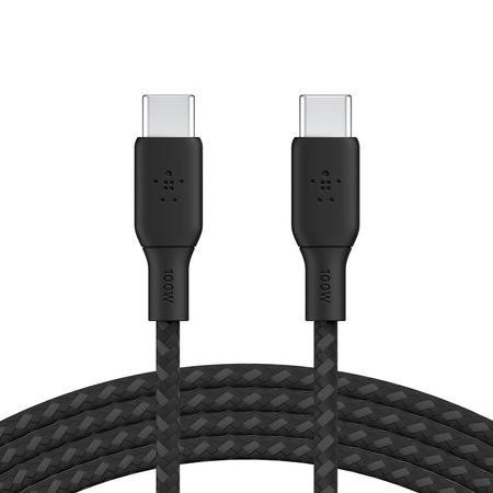 Belkin USB-C na USB-C kabel 100W, 3m, černý - odolný