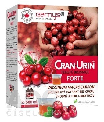 BioPol GN s.r.o. div. Pharma United Ltd. (CAN) Barnys CRAN-urinál FORTE tekuté brusinky 2x500 ml (1000 ml), 1x1 set 2 x 500 ml