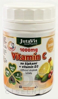 JuvaPharma Kft. JutaVit Vitamin C 1000 mg se šipkami + vitamín D3 tbl 1x100 ks 100 ks