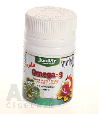 JuvaPharma Kft. JutaVit Omega-3 Kids žvýkací tobolky s příchutí pomeranče 1x45 ks