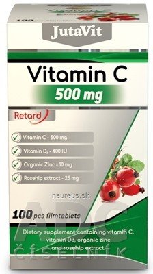 JuvaPharma Kft. JutaVit Vitamin C 500 mg + D3 400 IU + Zinek 15 mg tbl s extraktem ze šipek 1x100 ks