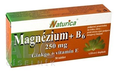 PharmTurica s.r.o. Naturica magnézium 250 mg + B6 + Ginkgo + vitamín E tbl 1x30 ks 30 ks
