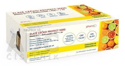 Salix s.r.l. ZLATÉ CÉČKO PROTECT 2000 ampule (vitamín C + bioflavonoidy + PEA + zinek) s příchutí 20x25 ml (500 ml)