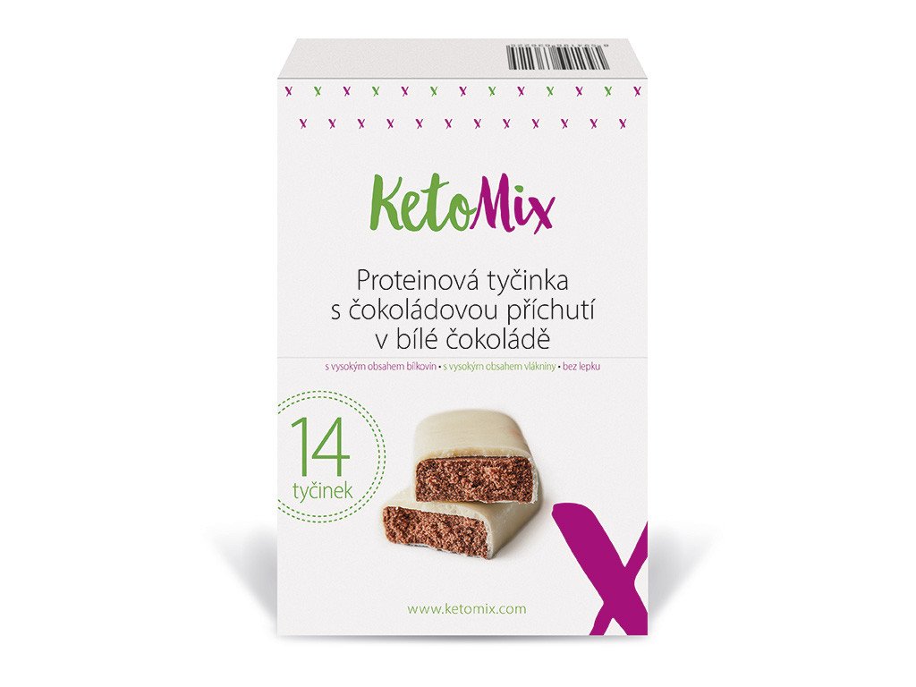 KetoMix Proteinové tyčinky s čokoládovou příchutí v bílé čokoládě 14 x 40 g