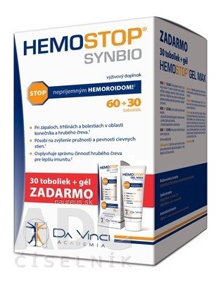 Simply You Pharmaceuticals a.s. HEMOSTOP ProBio - DA VINCI cps 60 + 30 zdarma (90 ks) + gel 75 ml zdarma, 1x1 set 90 ks