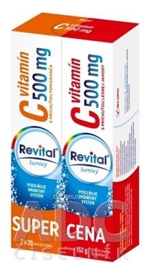 VITAR s.r.o. Revital vitamin C 500 mg šumivý Duopack tbl eff s příchutí pomeranče a lesní jahody 2x20 (40 ks) 500mg