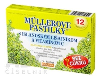 Dr. Müller Pharma s.r.o. MÜLLEROVY PASTILKY S ISLAND. Lišejníků A VIT. C Bez cukru 1x12 ks