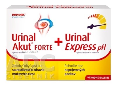 WALMARK, a.s. Urinal Akut FORTE + Urinal Express pH PROMO 2022 tbl 10 ks + sáčky 6 ks, 1x1 set