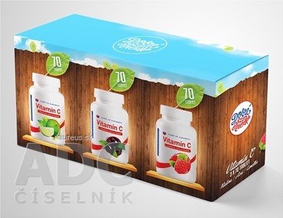 Dobré zo Slovenska, s.r.o Dobré z SK Vitamin C Výhodné balení tbl 200 mg (příchuť: malina + acai + limetka) 3x70 ks (210 ks) 200mg