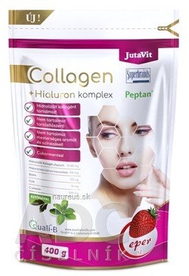 JuvaPharma Kft. JutaVit Kolagen 10 g + Hyaluron komplex - Jahoda prášek (+ vitamín C, zinek a biotin) 1x400 g