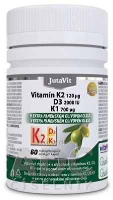 JuvaPharma Kft. JutaVit Vitamin K2 120 µg, D3 2000 IU, K1 700 µg měkké tobolky 1x60 ks