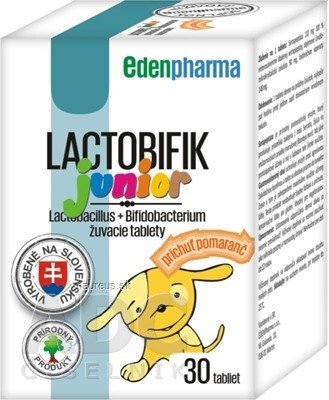 BENEVIT, s.r.o. EDENPharma LACTOBIFIK junior žvýkací tablety, příchuť pomeranč 1x30 ks 30 ks