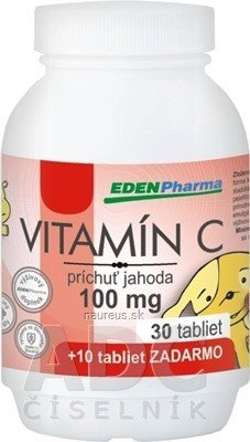EDENPharma, s.r.o. EDENPharma VITAMIN C 100 mg příchuť jahoda tbl 30 + 10 zdarma (40 ks) 40 ks