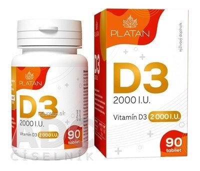 VULM s.r.o. PLATAN Vitamin D3 2000 IU tbl 1x90 ks