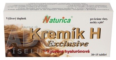 PharmTurica s.r.o. Naturica KŘEMÍK H Exclusive + Kyselina hyaluronová tbl 30 + 15 (45 ks) 45 ks