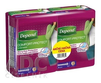 Kimberly-Clark B.V. DEPEND NORMAL L pro ženy DUOPACK natahovací kalhotky 2x9 ks, 1x1 set